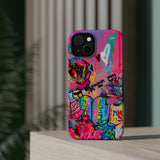 Graffiti Floral Magnetic Phone Case — Impact‑Resistant iPhone Cover
