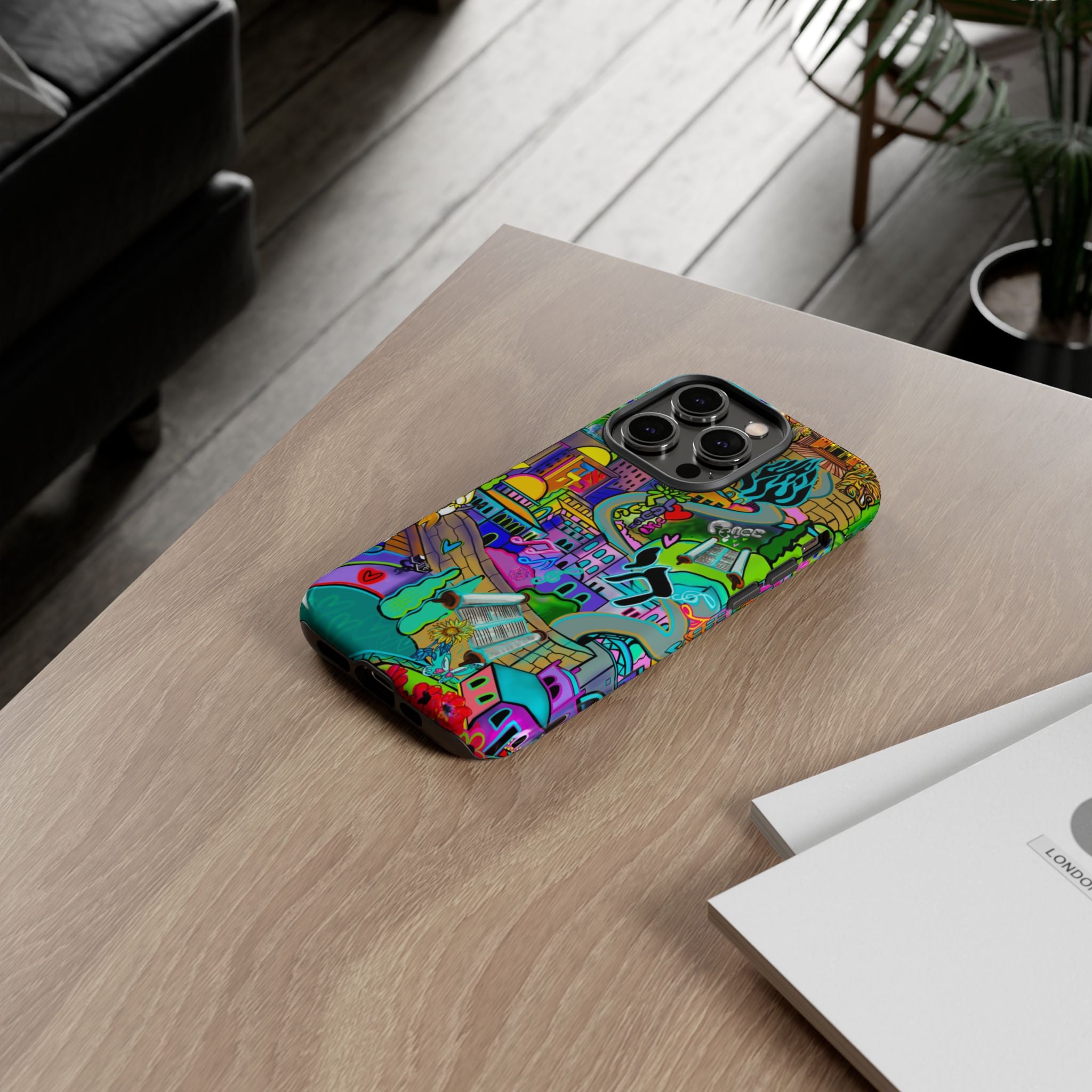 Vibrant Phone Case with Cityscape Design, Ideal for Travelers, Gift for Birthdays, Art Lovers, Festivals, Eco-Friendly Accessories