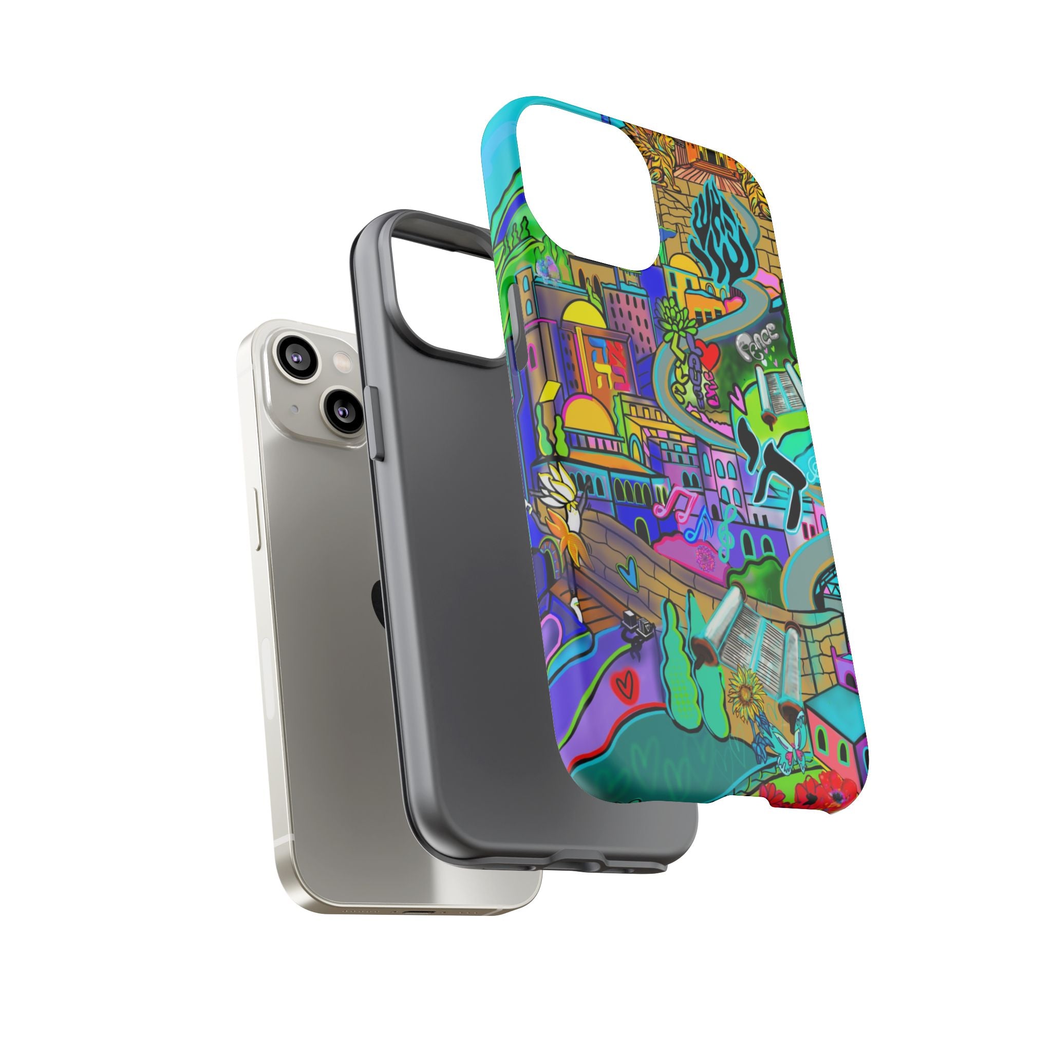 Vibrant Phone Case with Cityscape Design, Ideal for Travelers, Gift for Birthdays, Art Lovers, Festivals, Eco-Friendly Accessories