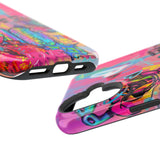 Graffiti Hearts Magnetic Impact-Resistant Phone Case — Neon Floral Street Art Design
