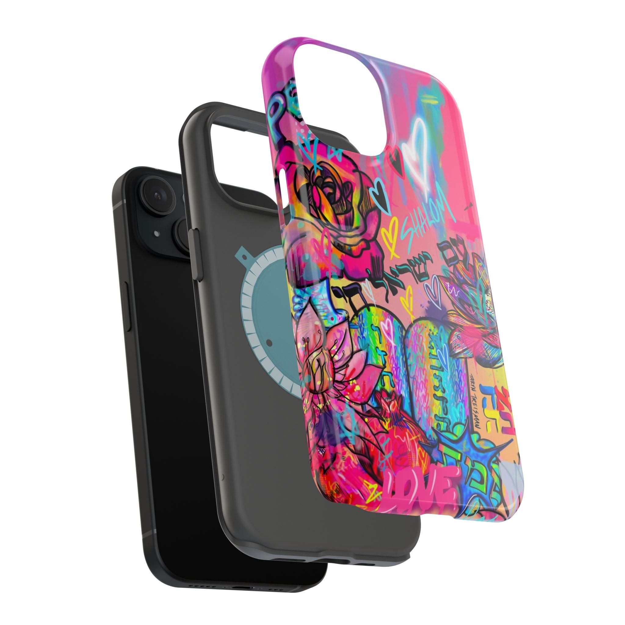 Graffiti Floral Magnetic Phone Case — Impact‑Resistant iPhone Cover