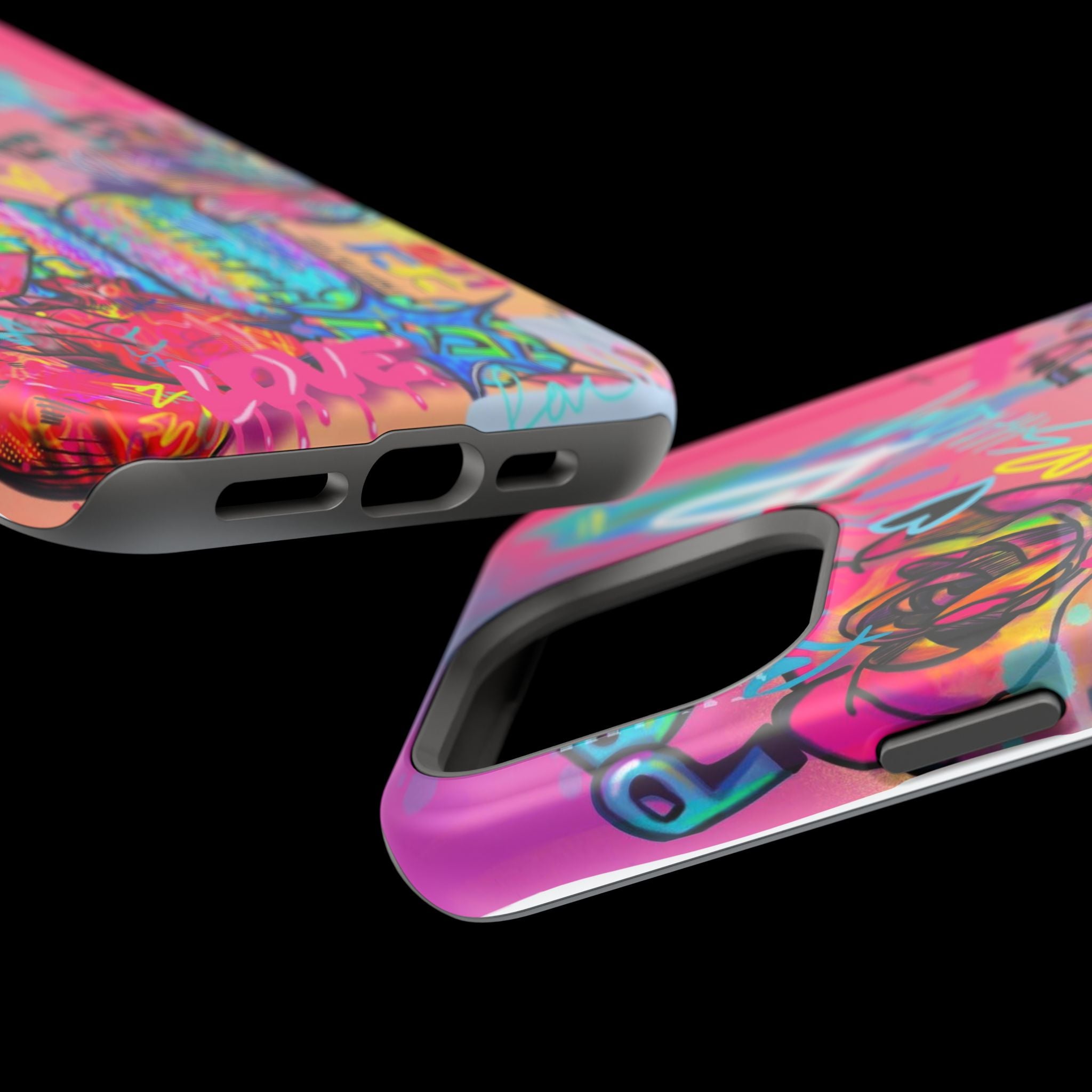 Graffiti Floral Magnetic Phone Case — Impact‑Resistant iPhone Cover