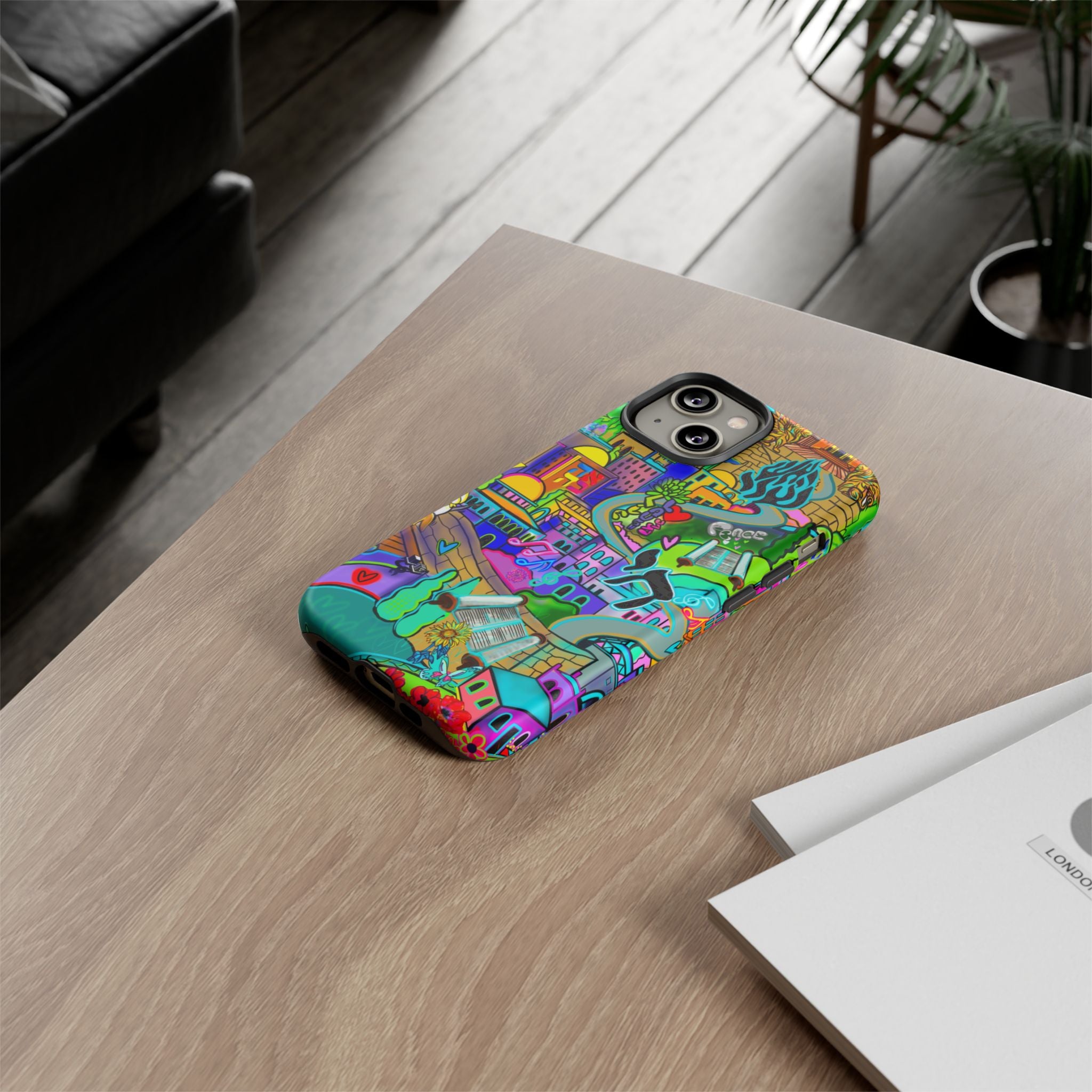 Vibrant Phone Case with Cityscape Design, Ideal for Travelers, Gift for Birthdays, Art Lovers, Festivals, Eco-Friendly Accessories