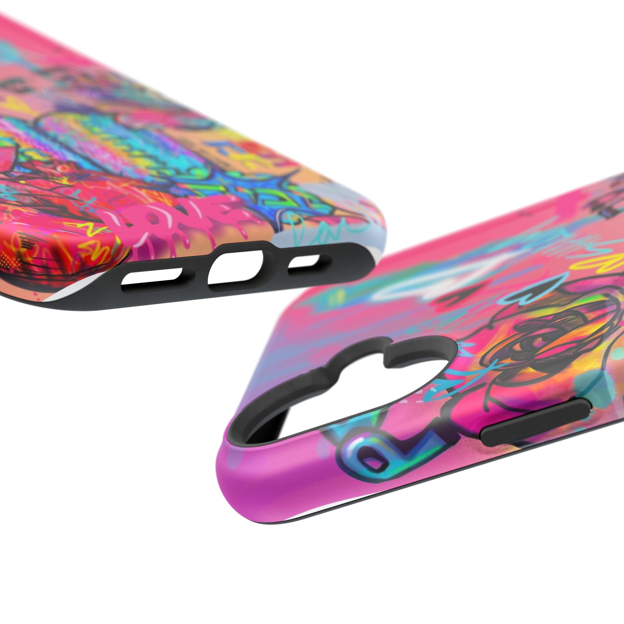 Graffiti Floral Magnetic Phone Case — Impact‑Resistant iPhone Cover