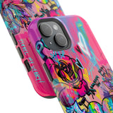 Graffiti Hearts Magnetic Impact-Resistant Phone Case — Neon Floral Street Art Design